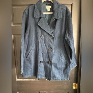 Women's Navy Blue Denim Pea Coat Jacket